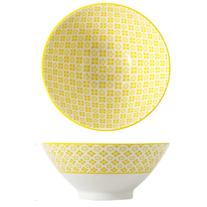 Bunte Ramen-Bambusschale aus Keramik