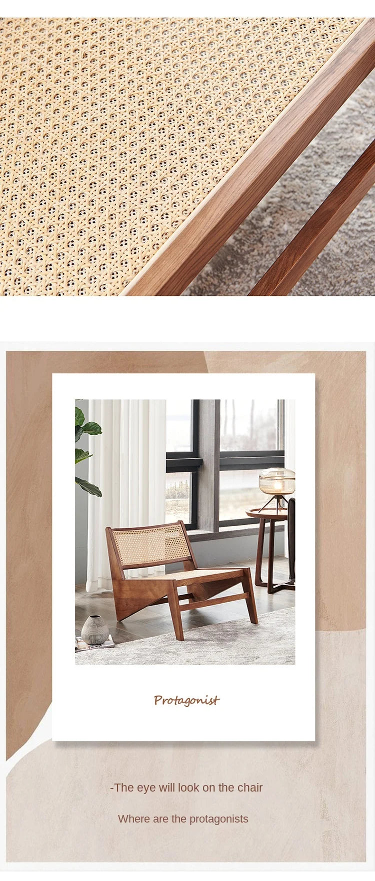 Massivholz Rattan Stuhl Retro Style