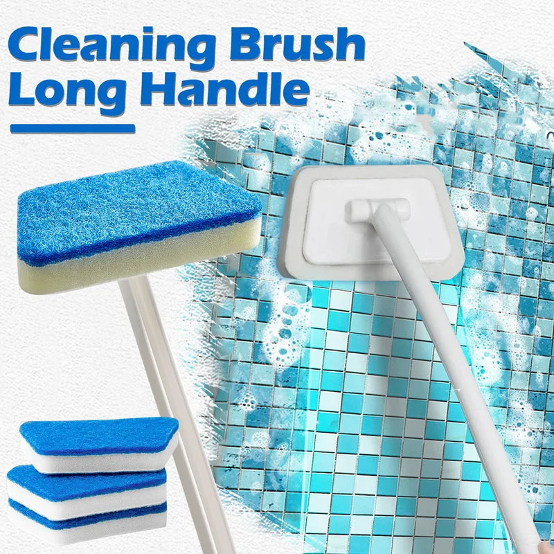Multi-Functional Bathroom Wall Brush Long Handle Removable Household Floor Bathtub Brushes Ceramic Tile Sponge Cleaning Brush