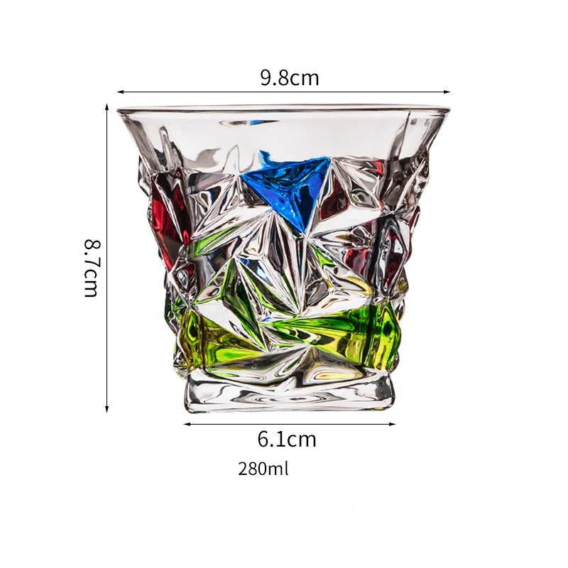 Mehrfarbiges Kristall-Whiskyglas