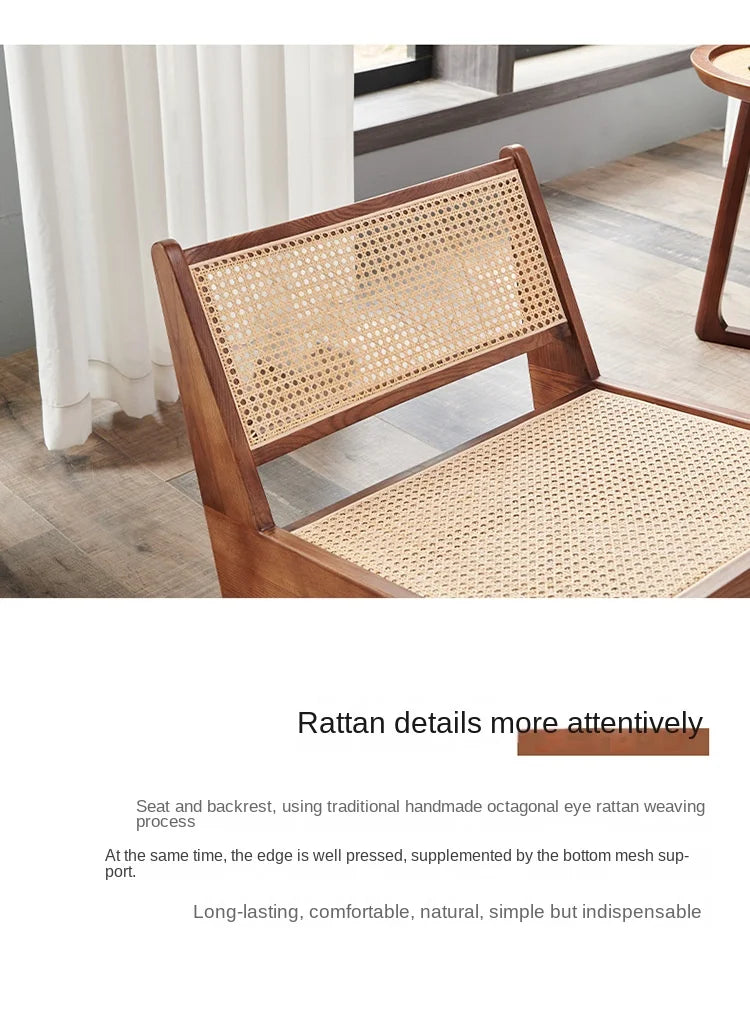 Massivholz Rattan Stuhl Retro Style