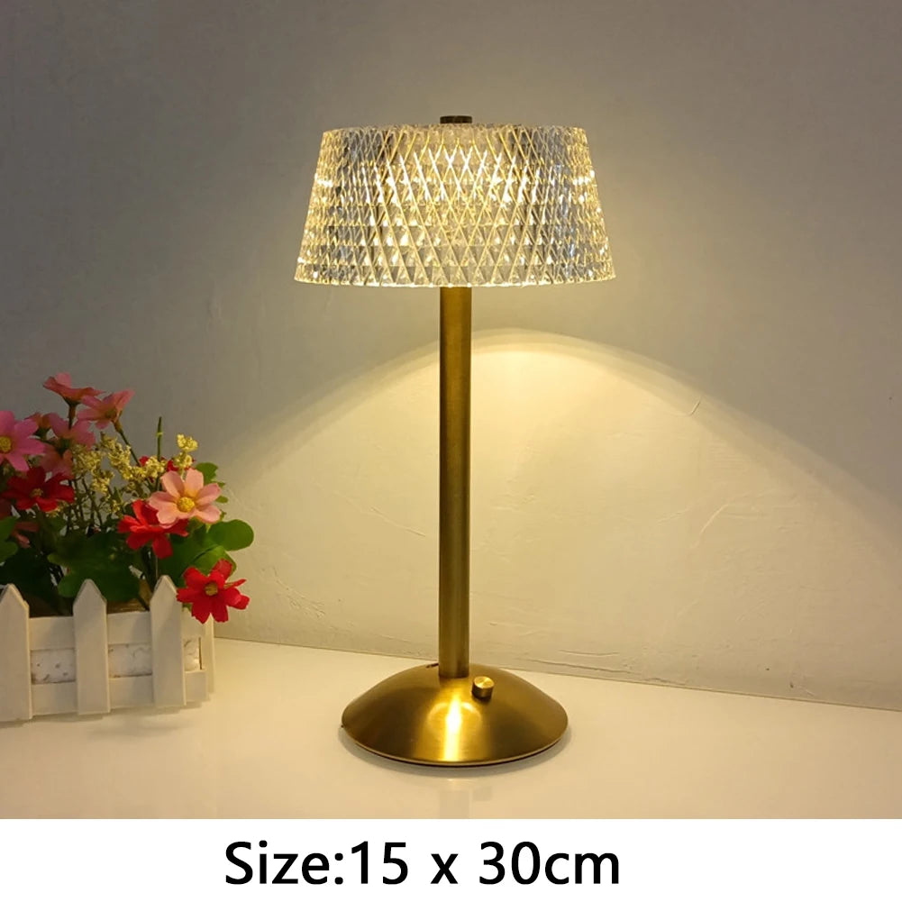 Wiederaufladbare Tisch-LED-Barlampe aus Kristall