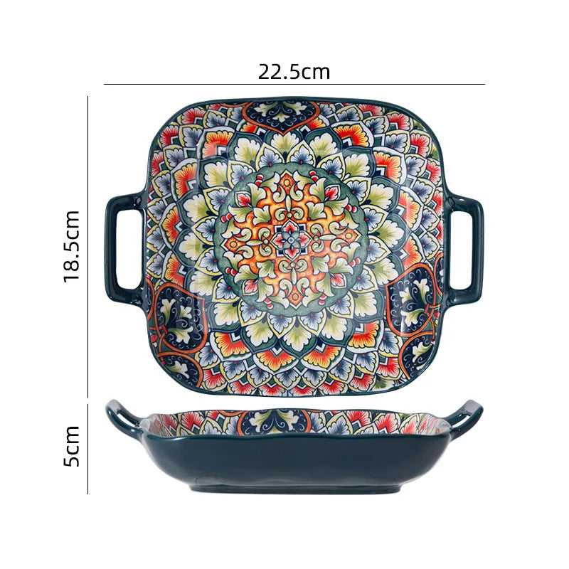 Speiseteller-Set im Retro-Stil aus Keramik