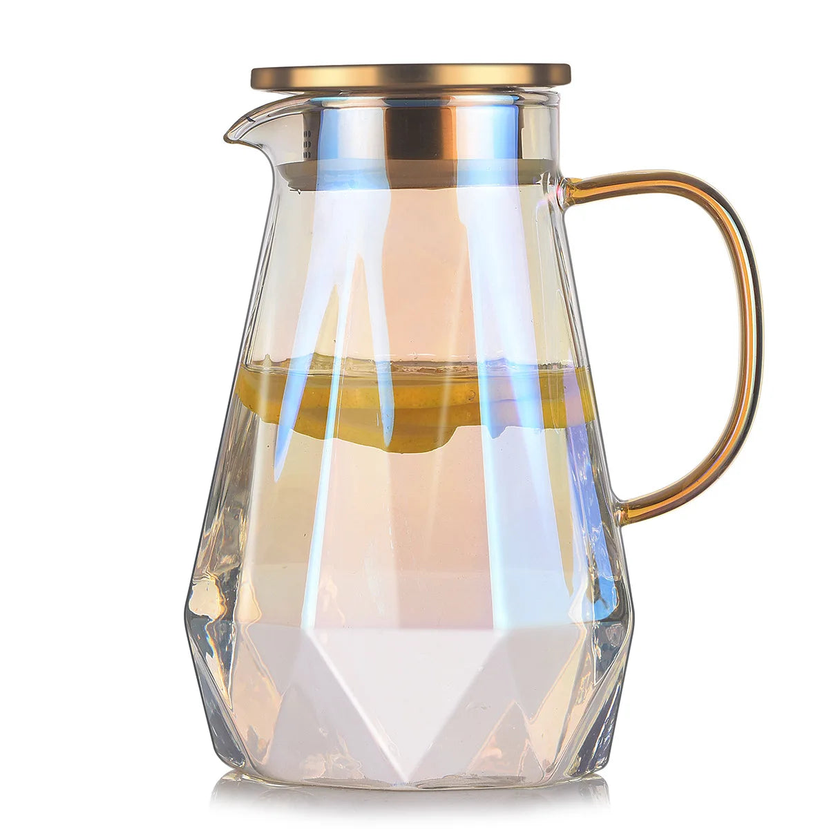 Buntes Teekannen-Set aus Glas mit Rautenstruktur