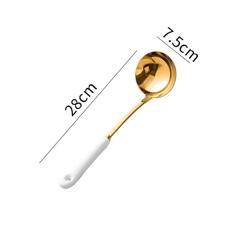 Luxuriöser goldener Löffel und Ständer für die Küche aus Keramik