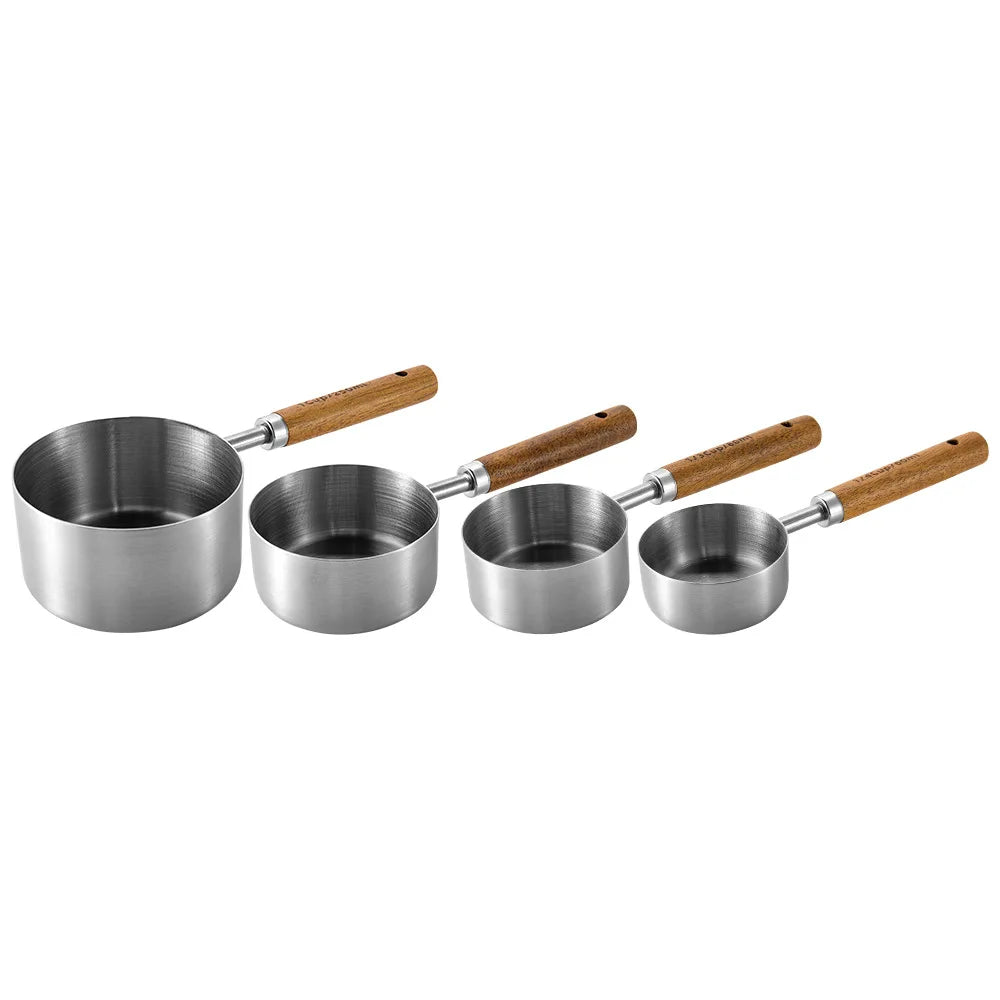 Messlöffel-Set aus Edelstahl mit Holzgriff