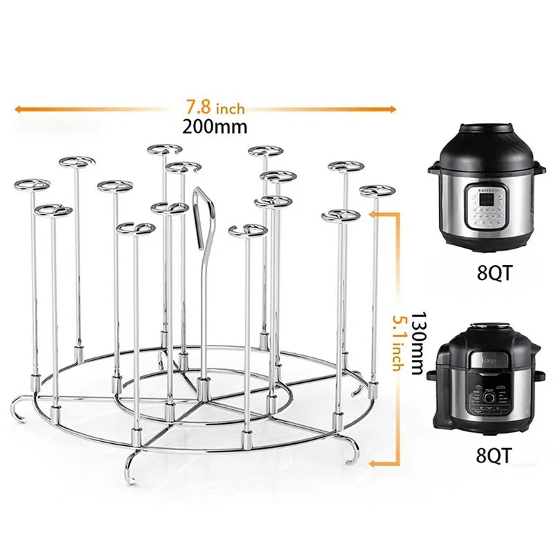 6Qt/8Qt Air Fryer Spieß Stand Edelstahl Vertikal Multi-Pin BBQ Grill Air Fryer Zubehör für Grillen Küche