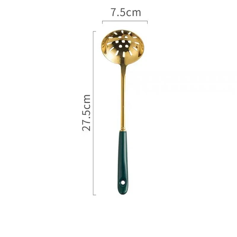 Luxuriöser goldener Löffel und Ständer für die Küche aus Keramik