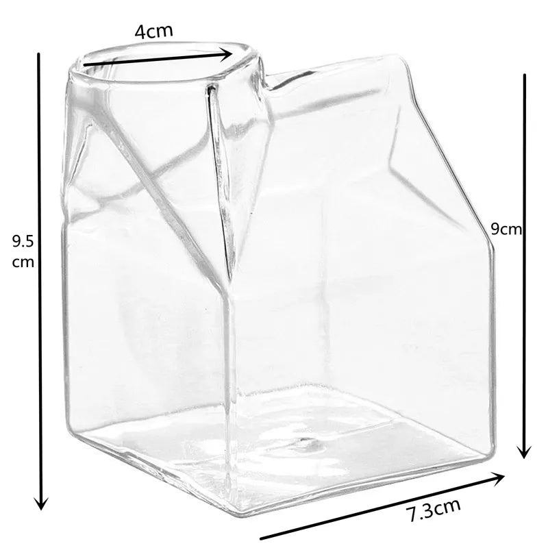 Kastenförmiger 300 ml kreativer transparenter Milchbecher