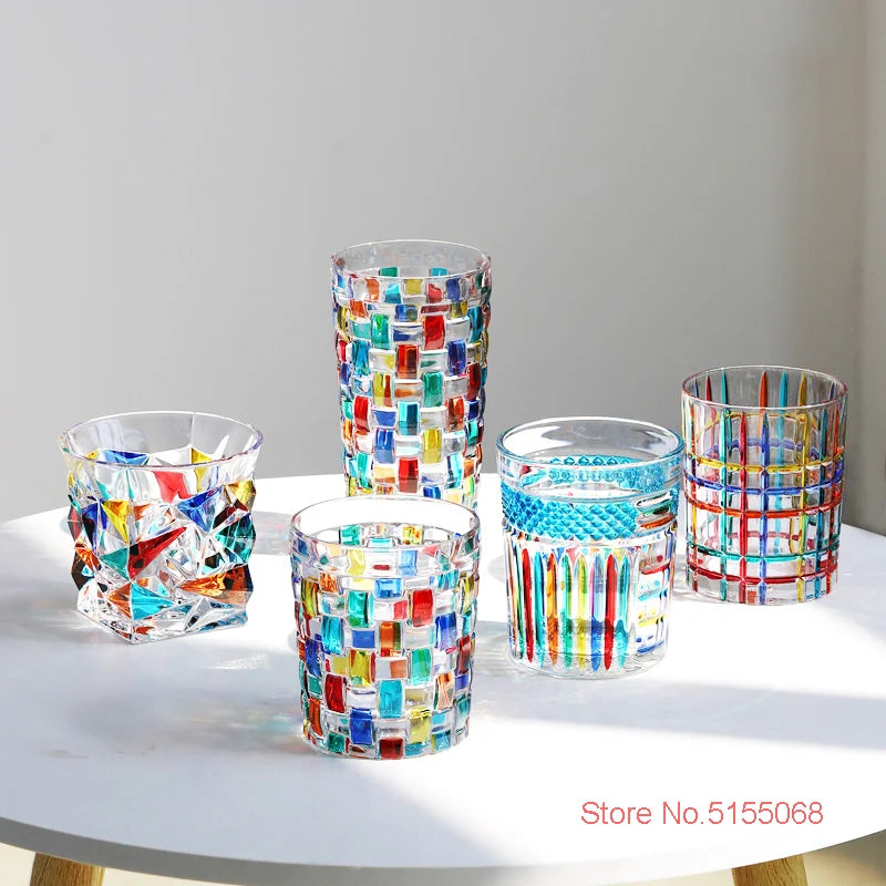 Mehrfarbiges Kristall-Whiskyglas