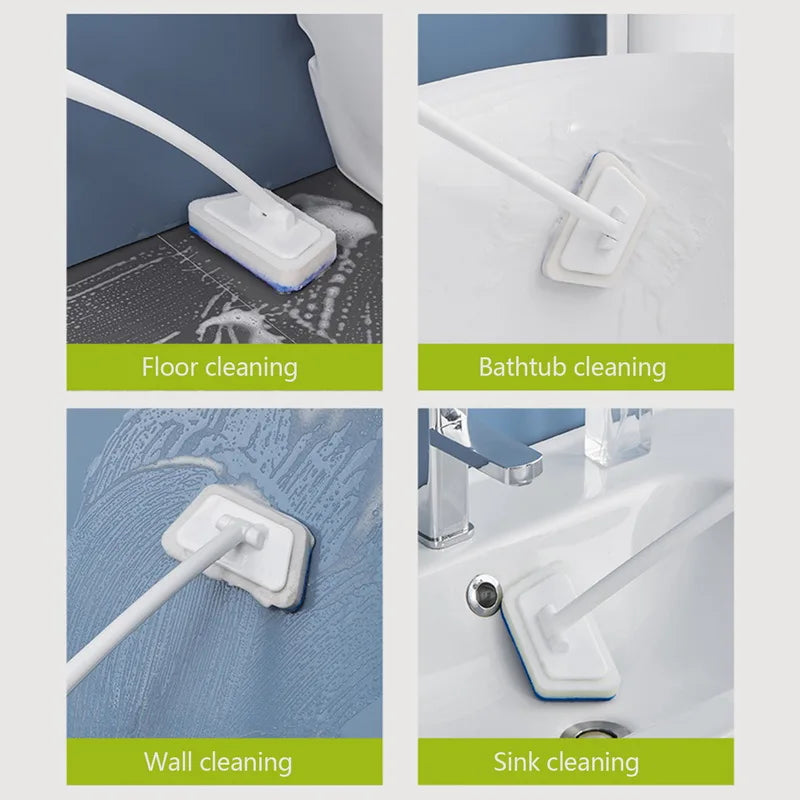 Multi-Functional Bathroom Wall Brush Long Handle Removable Household Floor Bathtub Brushes Ceramic Tile Sponge Cleaning Brush