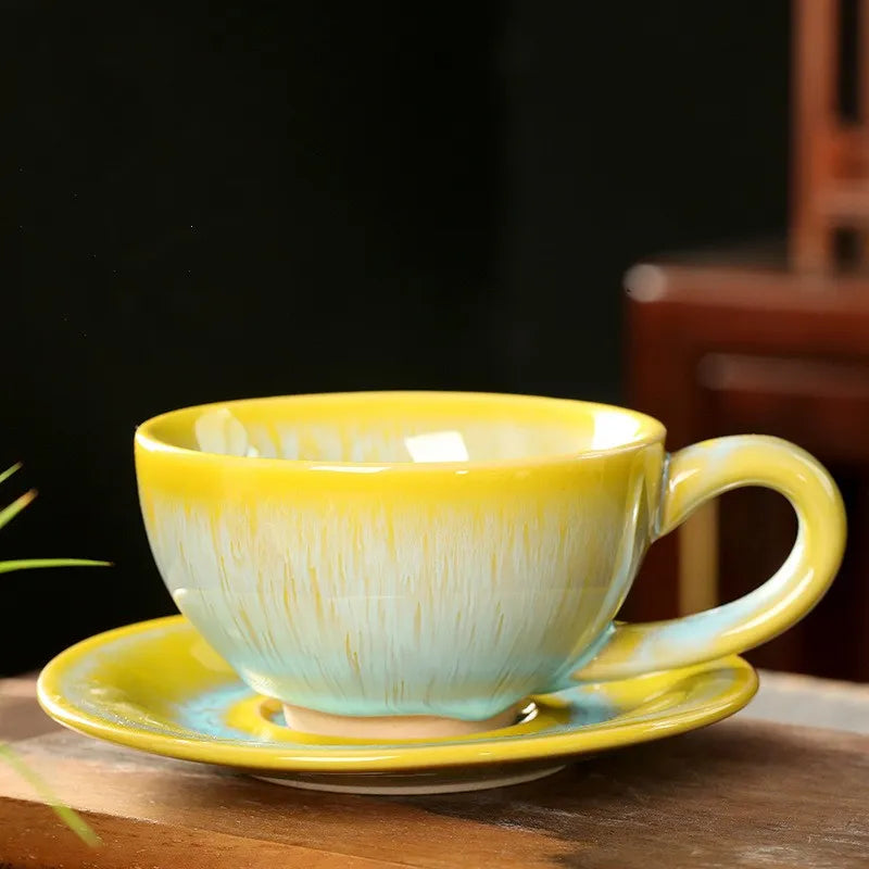 Vintage Set Keramik Tasse und Untertasse