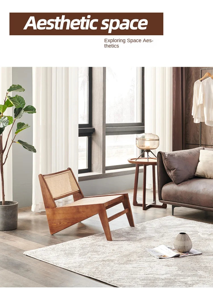 Massivholz Rattan Stuhl Retro Style