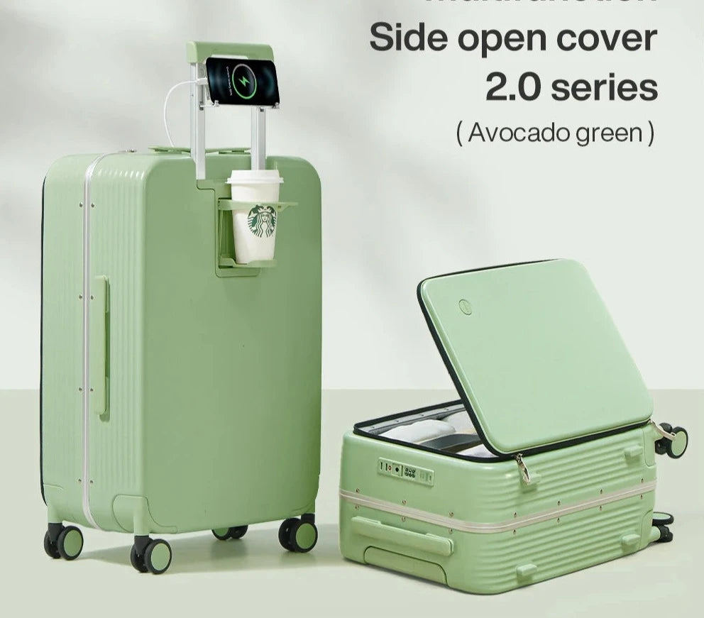 Praktischer Koffer mit USB-Anschluss Boarding Kabine Tasse und Handy-Halter 20 24 Zoll