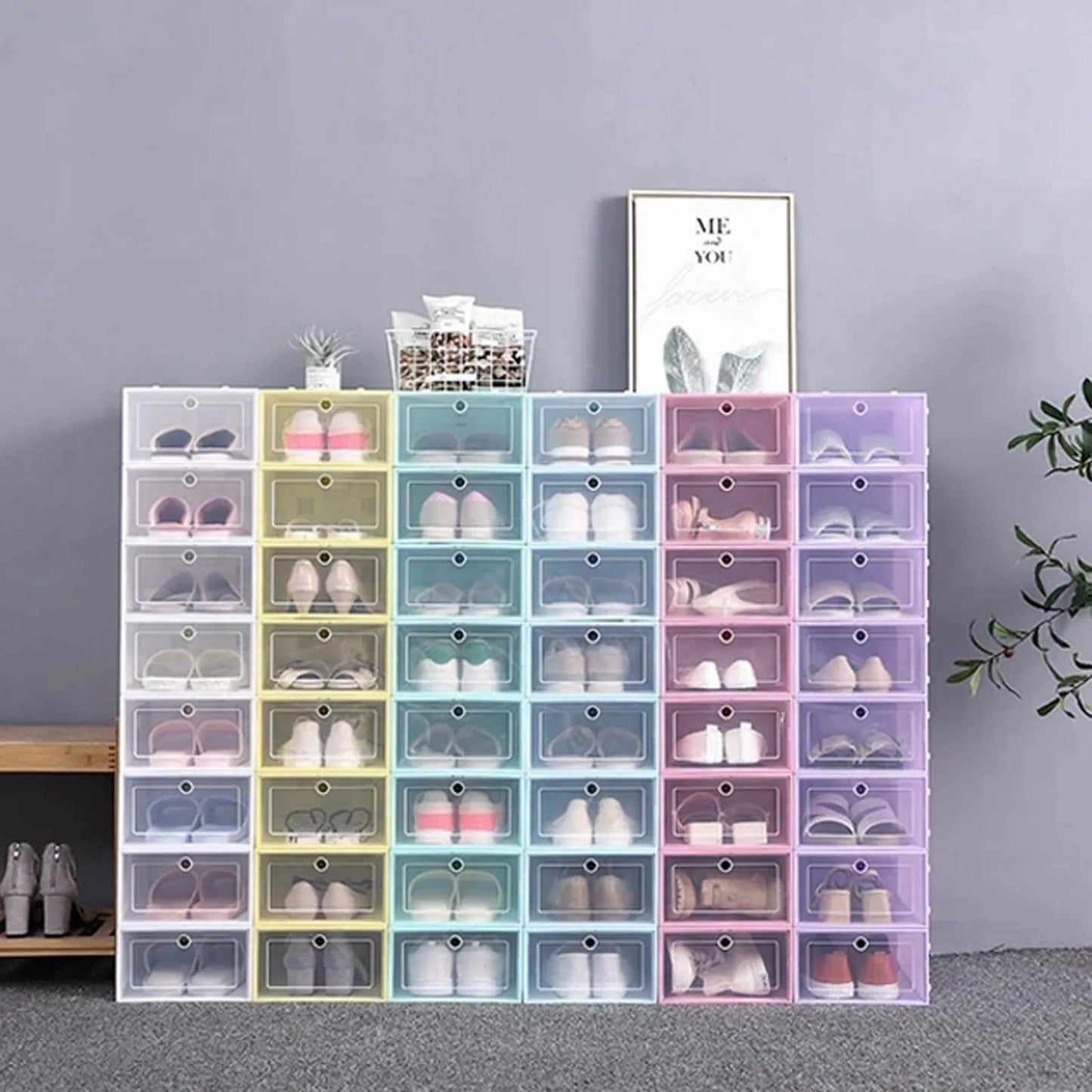 Faltbare klare Schuhe Aufbewahrungsbox - stapelbar