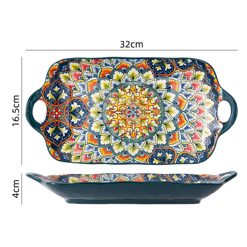 Speiseteller-Set im Retro-Stil aus Keramik