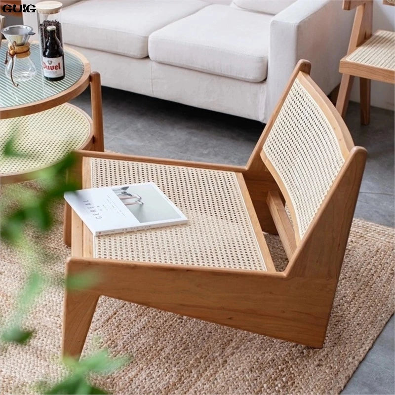 Massivholz Rattan Stuhl Retro Style