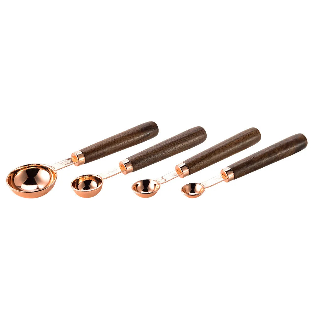 Messlöffel-Set aus Edelstahl mit Holzgriff