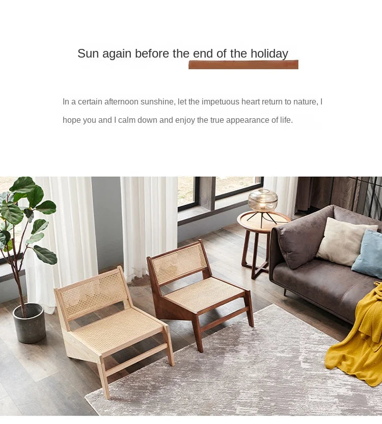 Massivholz Rattan Stuhl Retro Style