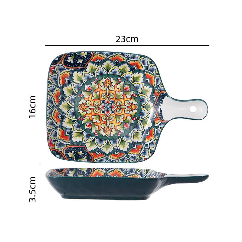 Speiseteller-Set im Retro-Stil aus Keramik