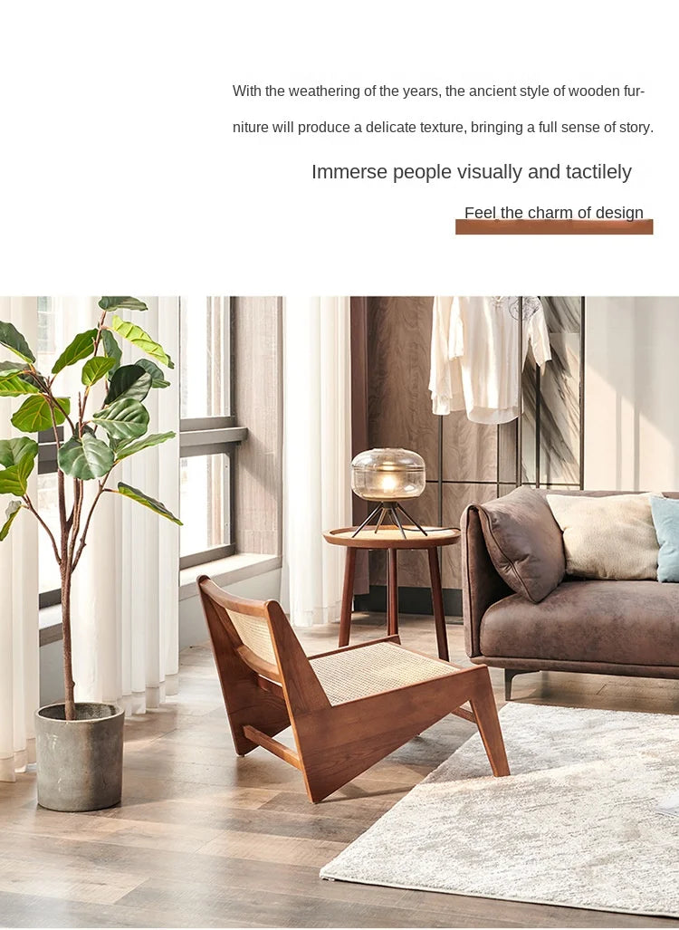 Massivholz Rattan Stuhl Retro Style