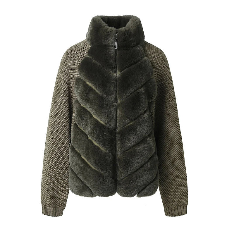 Urban Luxe – Elegante Faux Fur Patchwork Jacke