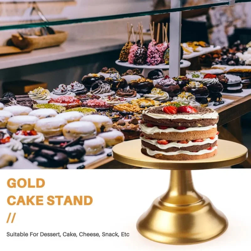 Goldiger 8-Zoll-Kuchenständer mit Sockel