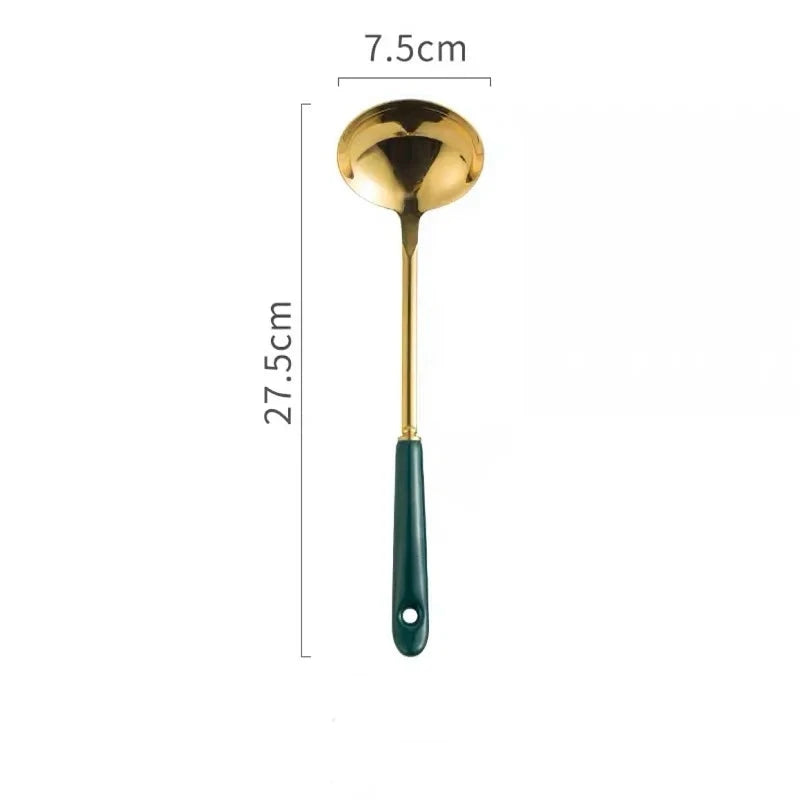 Luxuriöser goldener Löffel und Ständer für die Küche aus Keramik