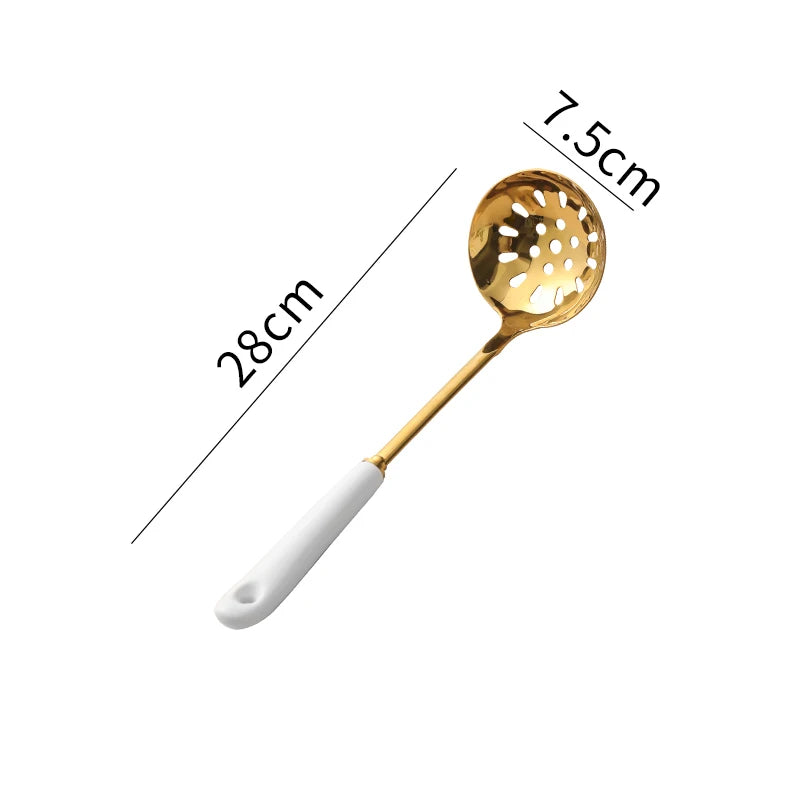 Luxuriöser goldener Löffel und Ständer für die Küche aus Keramik