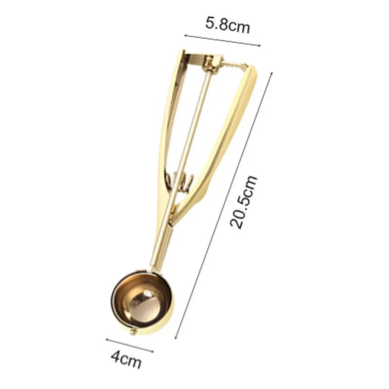 Goldfarbener Eislöffel, Edelstahl, Eiscreme-Werkzeuge