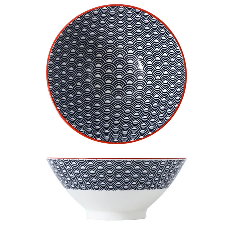 Bunte Ramen-Bambusschale aus Keramik