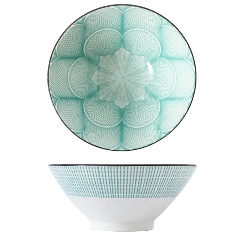 Bunte Ramen-Bambusschale aus Keramik