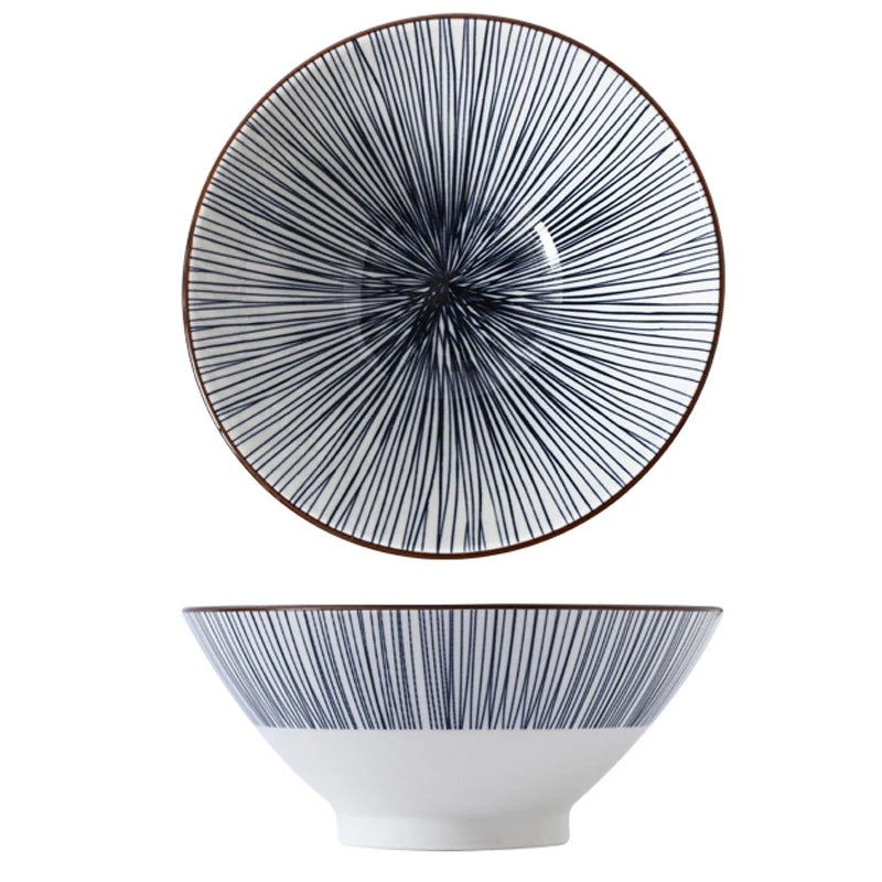 Bunte Ramen-Bambusschale aus Keramik