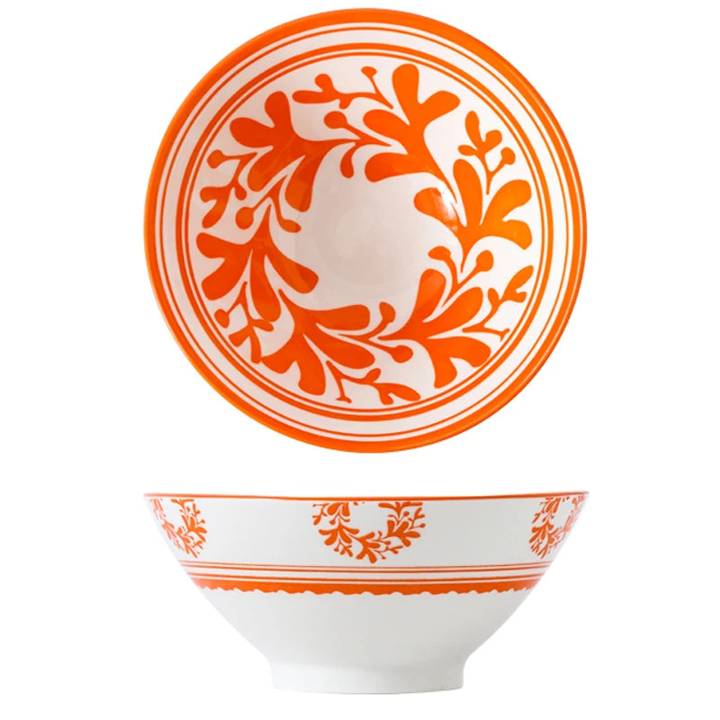 Bunte Ramen-Bambusschale aus Keramik