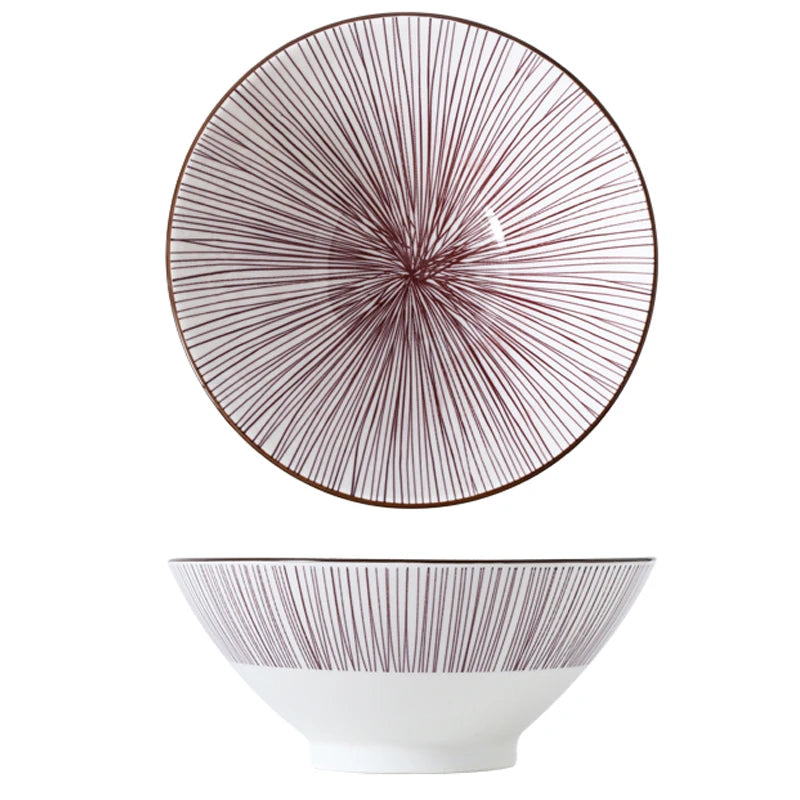 Bunte Ramen-Bambusschale aus Keramik