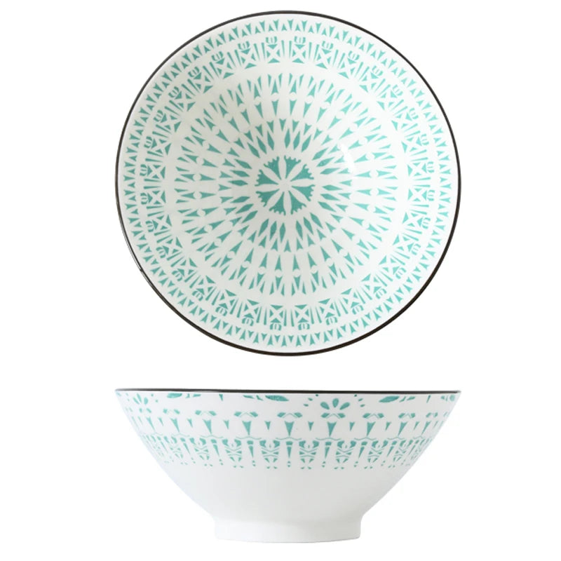 Bunte Ramen-Bambusschale aus Keramik