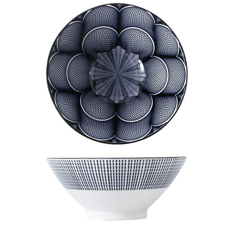 Bunte Ramen-Bambusschale aus Keramik