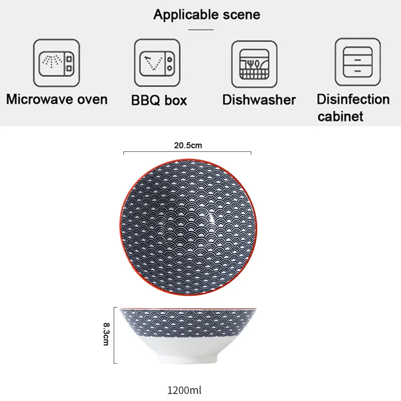 Bunte Ramen-Bambusschale aus Keramik