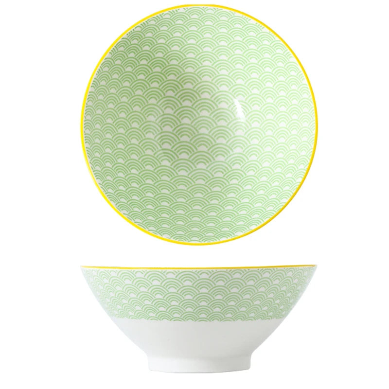 Bunte Ramen-Bambusschale aus Keramik