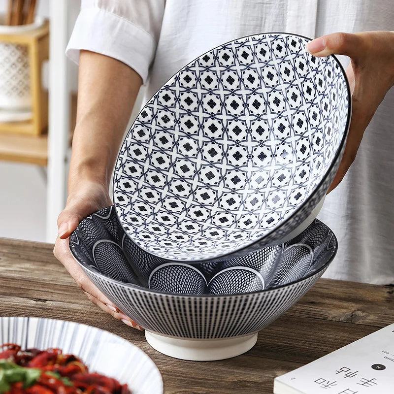 Bunte Ramen-Bambusschale aus Keramik