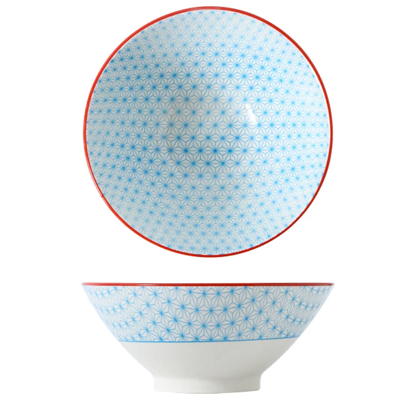 Bunte Ramen-Bambusschale aus Keramik