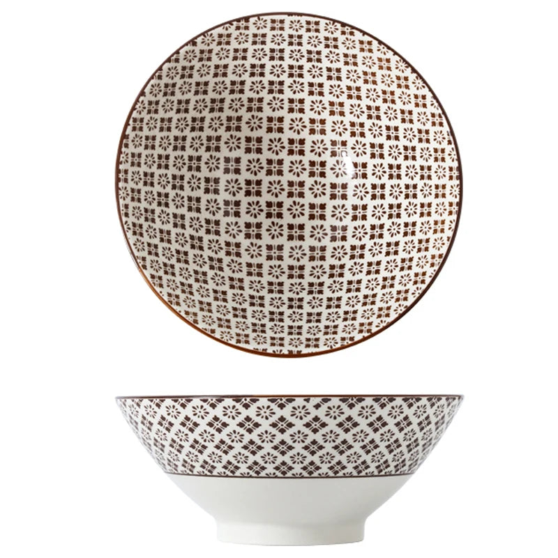 Bunte Ramen-Bambusschale aus Keramik