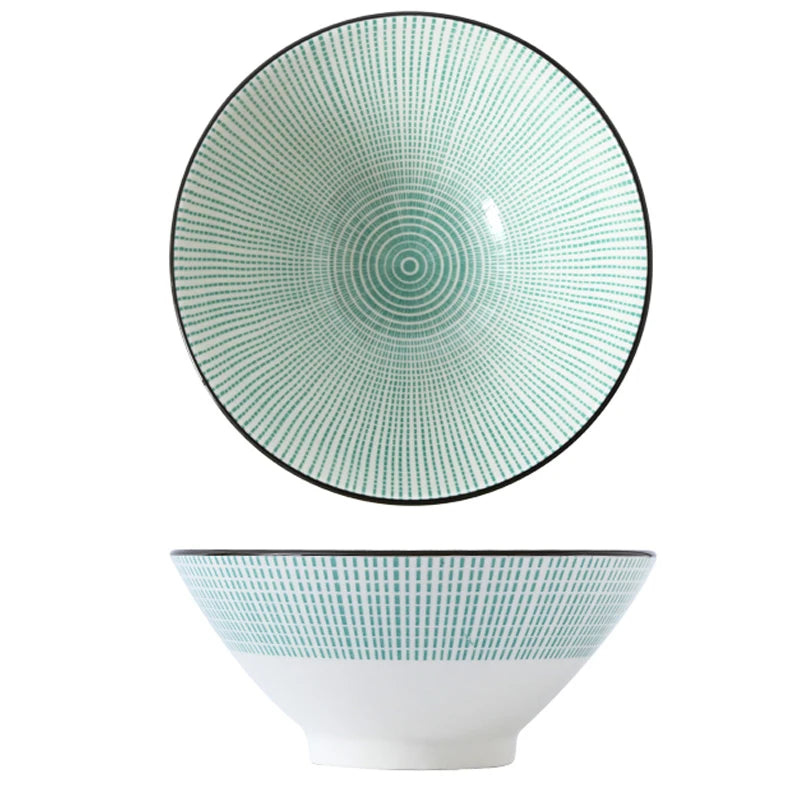 Bunte Ramen-Bambusschale aus Keramik