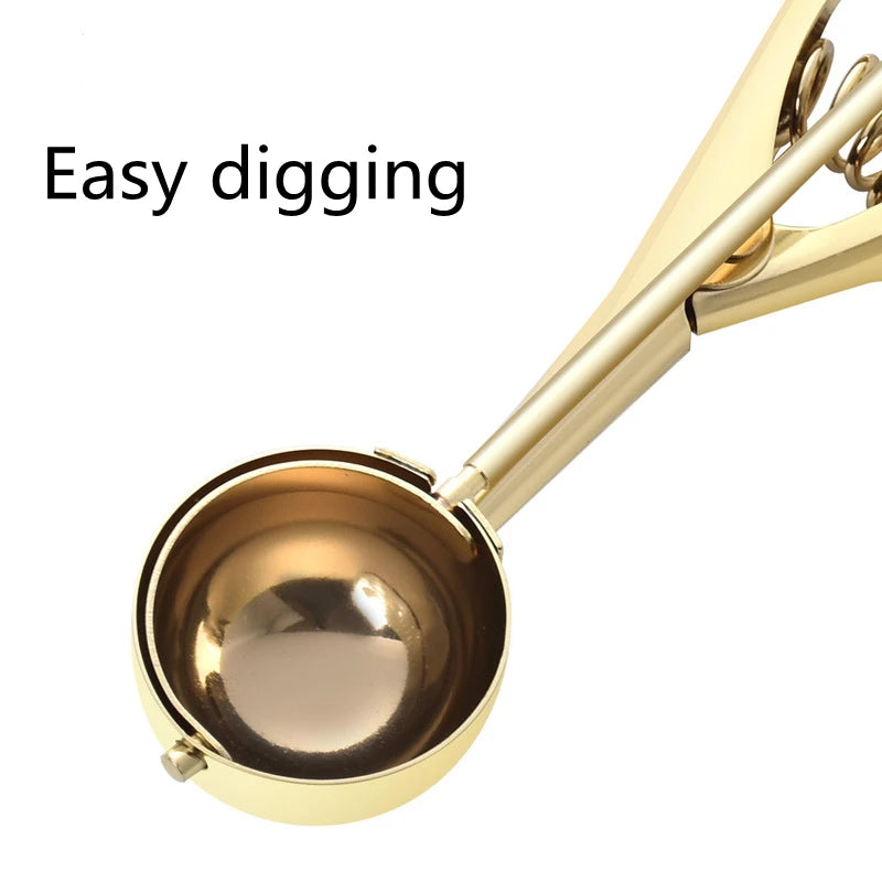 Goldfarbener Eislöffel, Edelstahl, Eiscreme-Werkzeuge