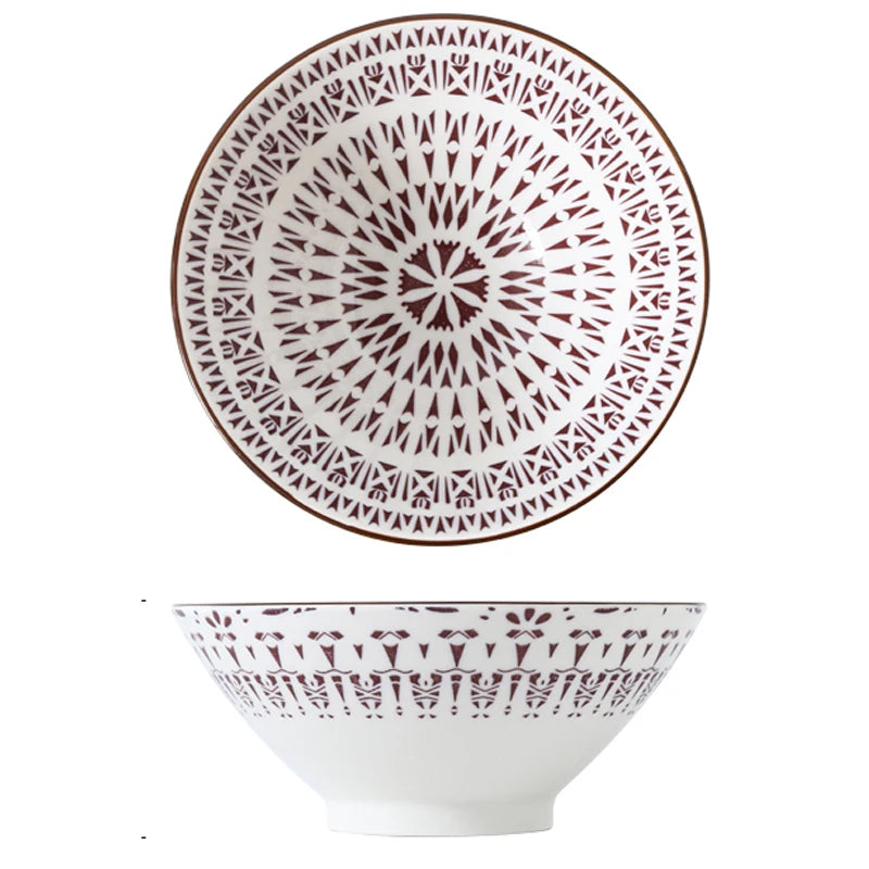 Bunte Ramen-Bambusschale aus Keramik