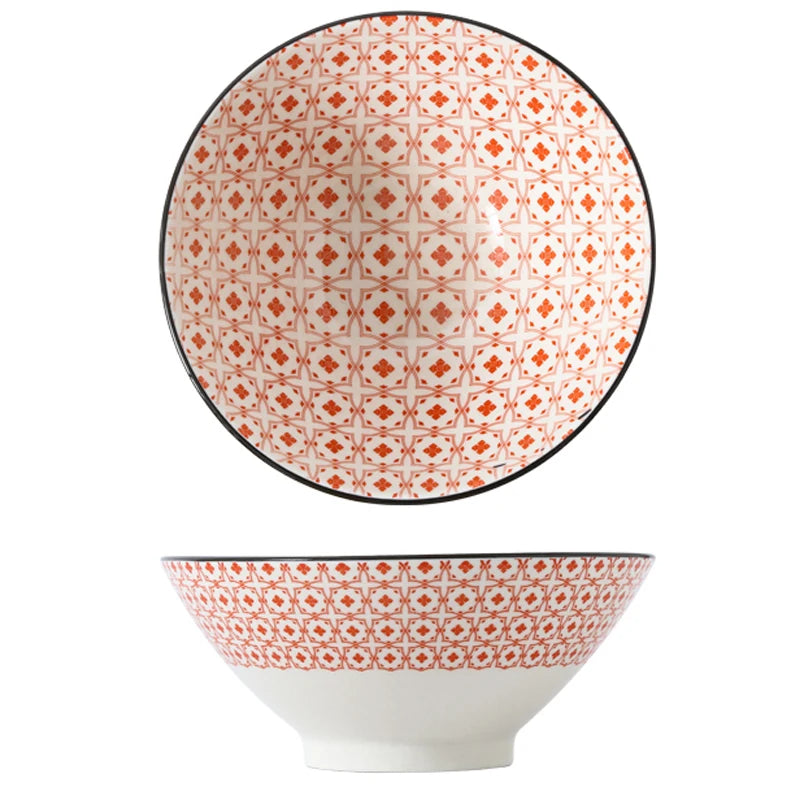 Bunte Ramen-Bambusschale aus Keramik