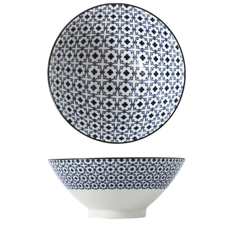 Bunte Ramen-Bambusschale aus Keramik