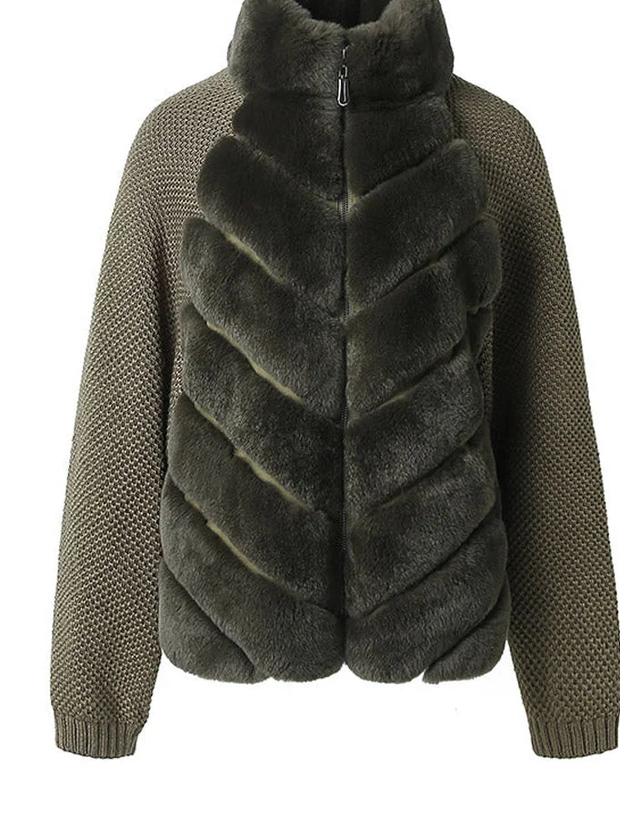 Urban Luxe – Elegante Faux Fur Patchwork Jacke