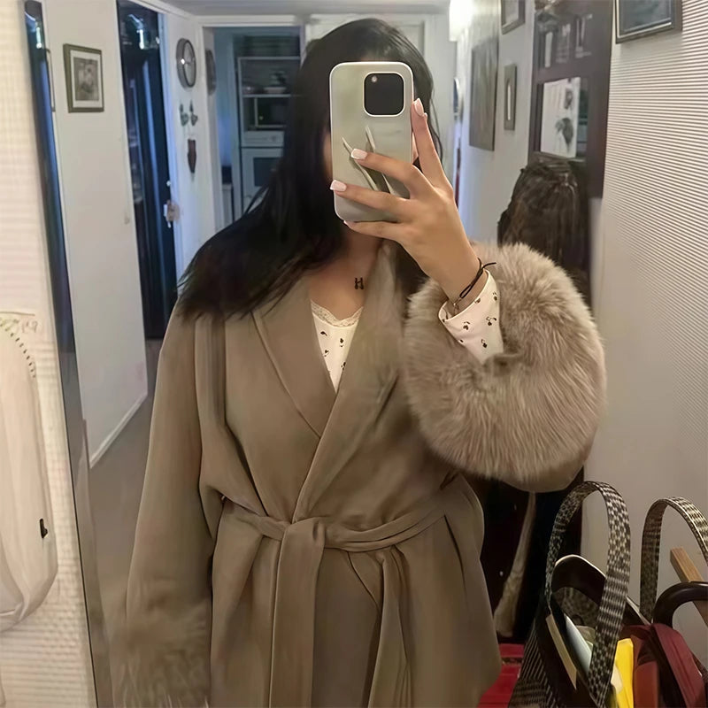 Women’s Faux Fur Wool Hoodie Coat