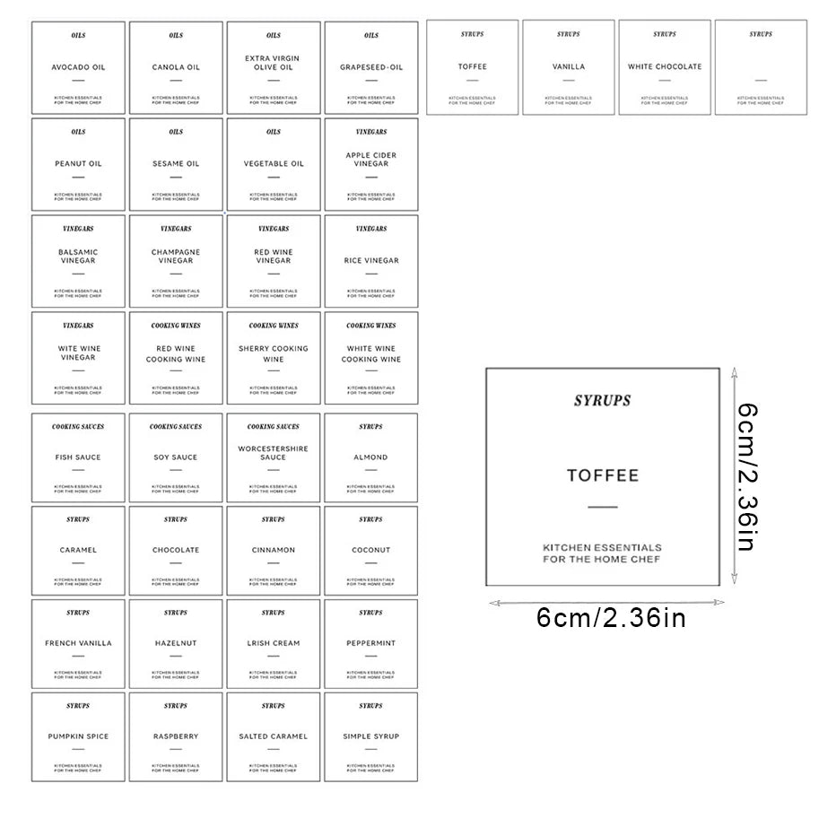 Etiketten für Kaffeesirupspender für die Kaffeebar